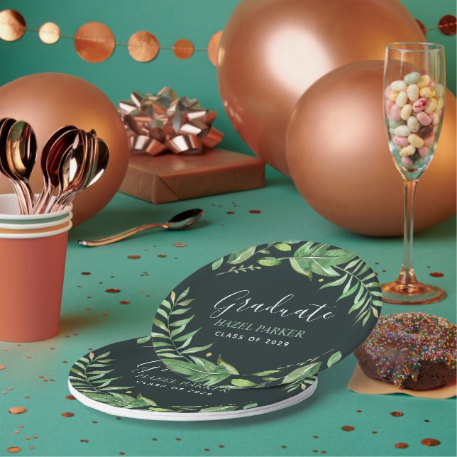 Boho Leaves Personalised Graduation Paper Plate (Multi)