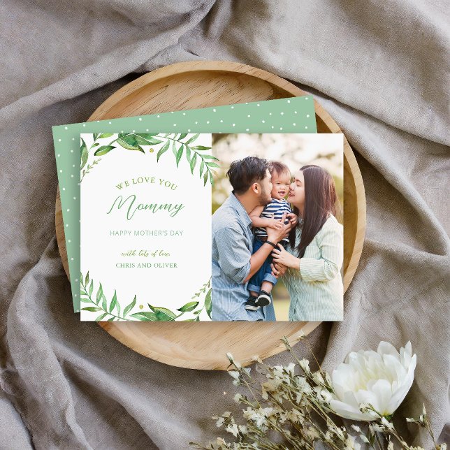 Boho Leaves Personalised Mother's Day Photo Card (Creator Uploaded)