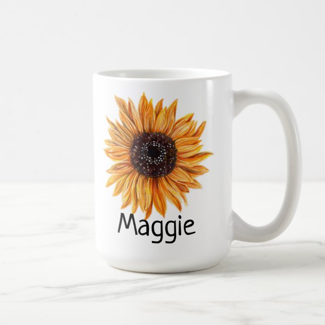 Boho LEFT Handed Design Sunflower Mug (Right)