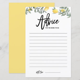 Boho Lemon Advice for the Bride Bridal Shower Card