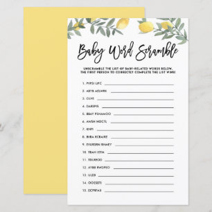 Boho Lemon Baby Word Scramble Baby Shower Game