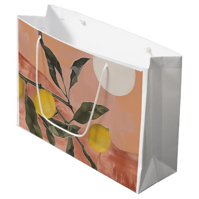Boho Lemon Branch with Sun Minimalist Abstract (2) Large Gift Bag (Front Angled)