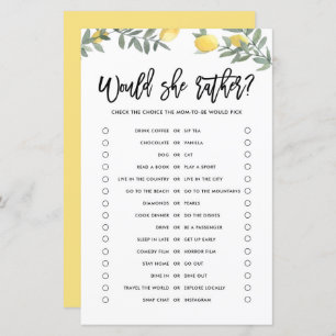 Boho Lemon Would Mum Rather Baby Shower Game