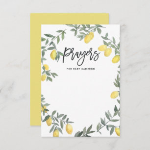 Boho Lemon Wreath Baby Shower Prayers Card