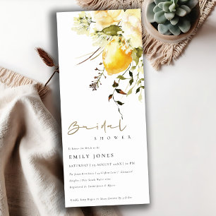 Boho Lemon Yellow Watercolor Floral Bridal Shower Invitation