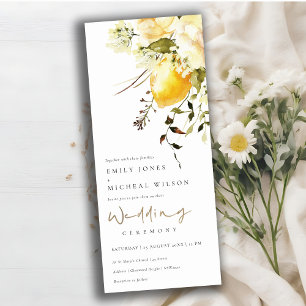 Boho Lemon Yellow Watercolor Floral Wedding Invitation