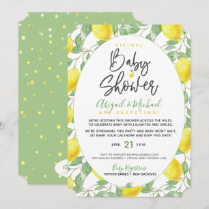 Boho Lemons Gender-Neutral Virtual Baby Shower Invitation