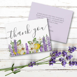 Boho Lemons & Lavender Bridal Shower Thank You Card
