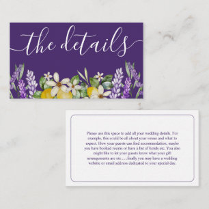 Boho Lemons & Purple Lavender Wedding Details  Enc Enclosure Card