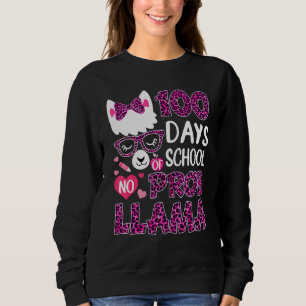 Boho Leopard 100 Days Of School No Prob Llama Te Sweatshirt