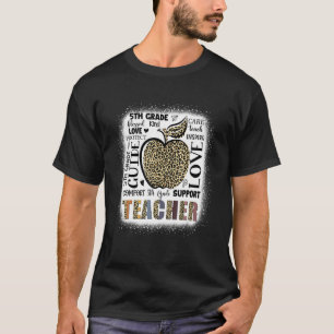 Boho Leopard Apple 5th Grade Teacher Welcome Back T-Shirt