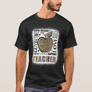 Boho Leopard Apple Special Education Teacher Back T-Shirt