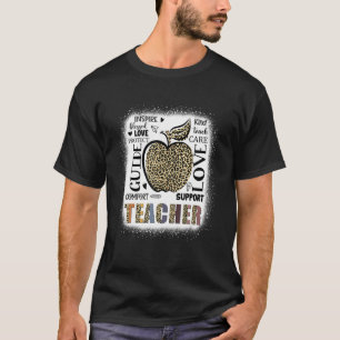 Boho Leopard Apple Teacher Welcome Back To School T-Shirt