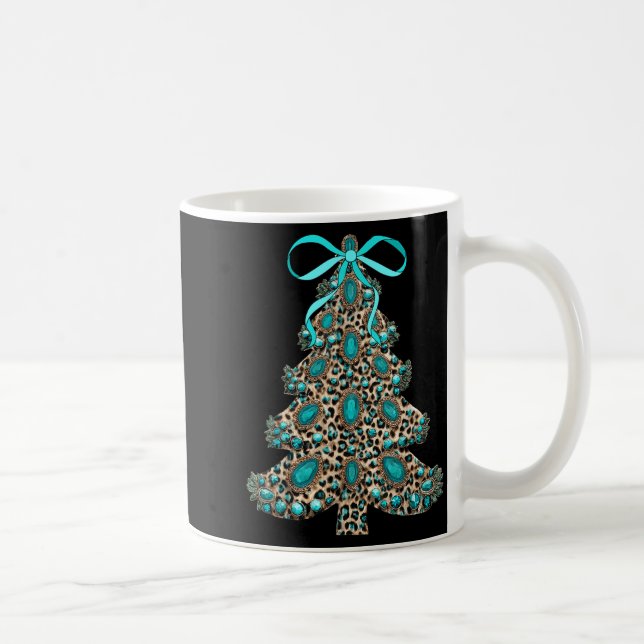 Boho Leopard Christmas Tree Cheetah Print Coquette Coffee Mug (Right)