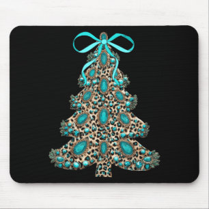 Boho Leopard Christmas Tree Cheetah Print Coquette Mouse Mat