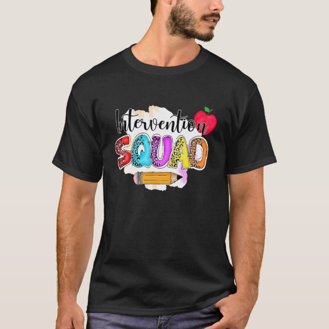 Boho Leopard Intervention Teacher Squad First Day  T-Shirt (Front)