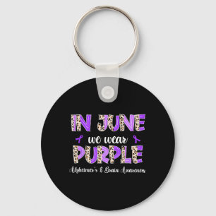 Boho Leopard June Wear Purple Alzheimers Brain Key Ring