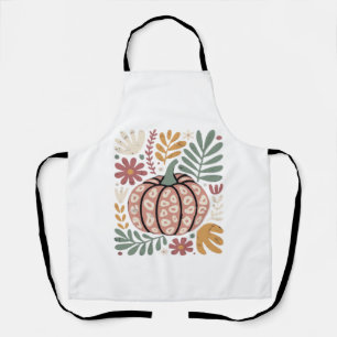 Boho Leopard Pumpkin Fall � Retro Autumn Floral Ha Apron