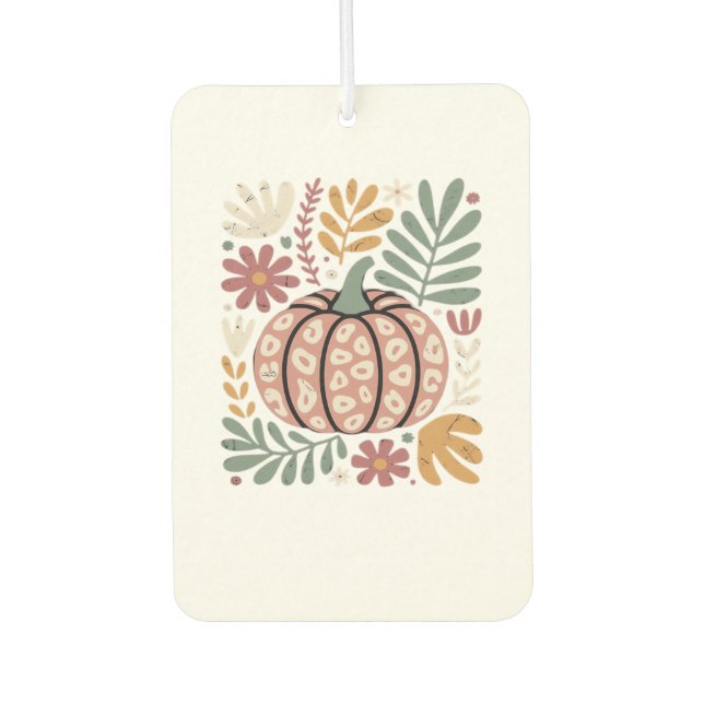 Boho Leopard Pumpkin Fall � Retro Autumn Floral Ha Car Air Freshener (Front)