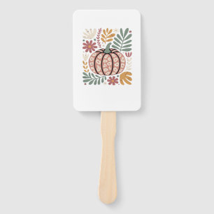 Boho Leopard Pumpkin Fall � Retro Autumn Floral Ha Hand Fan