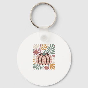 Boho Leopard Pumpkin Fall � Retro Autumn Floral Ha Key Ring