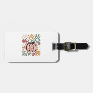Boho Leopard Pumpkin Fall � Retro Autumn Floral Ha Luggage Tag