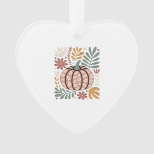 Boho Leopard Pumpkin Fall � Retro Autumn Floral Ha Ornament