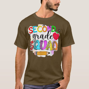 Boho Leopard Second Grade Teacher Squad First Day  T-Shirt