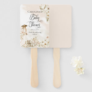 Boho Leopard   Woman Tropical Floral Baby Shower Hand Fan