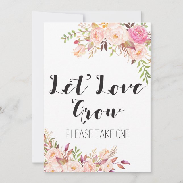 Boho Let Love Grow take a treat Sign 5x7" Size Invitation (Front)