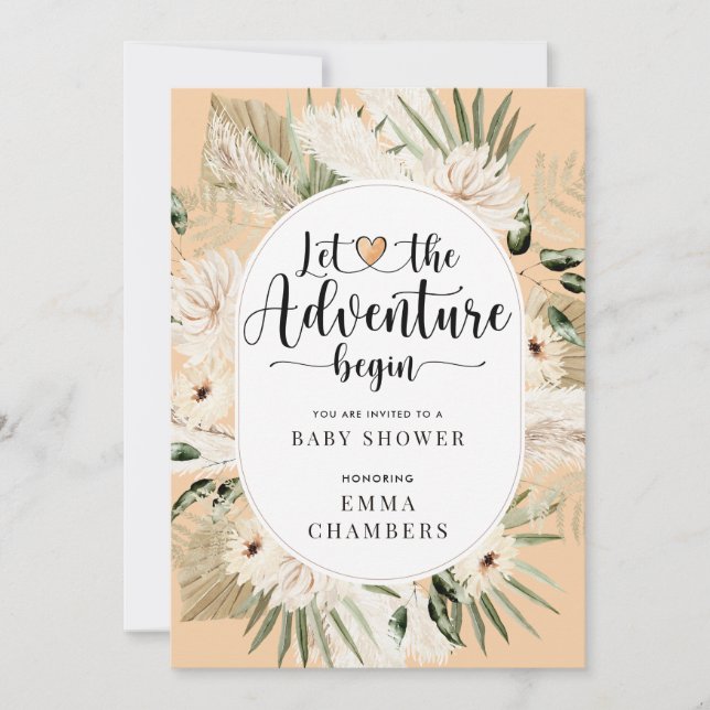 Boho Let The Adventure Begin Cream Baby Shower Invitation (Front)