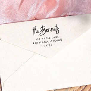 Boho Lettering Family Name & Return Address Self-inking Stamp