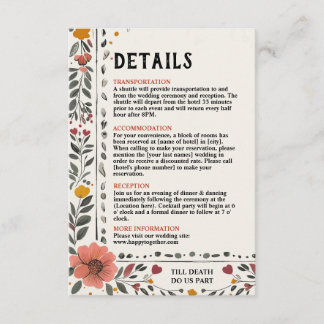 Boho Letterpress Style Skeleton Tarot Wedding Enclosure Card