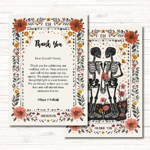 Boho Letterpress Style Skeleton Tarot Wedding Thank You Card