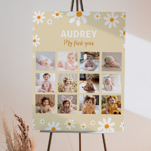 Boho Light Daisy Birthday Photo Milestone Poster