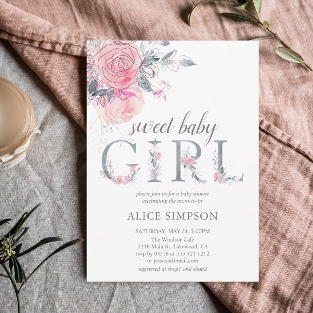 Boho Light Soft Pink Baby Girl Shower Invitation (Creator Uploaded)