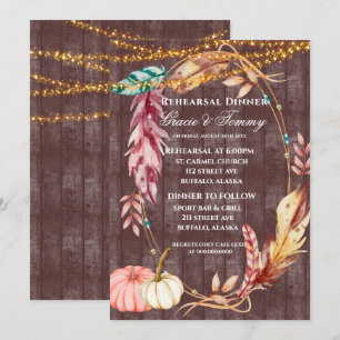 Boho Lights Pumpkin Rehearsal Dinner Invite