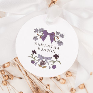 Boho Lilac Bow Floral Wedding Favour Tags
