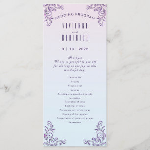 Boho lilac decorative lesbian wedding programme