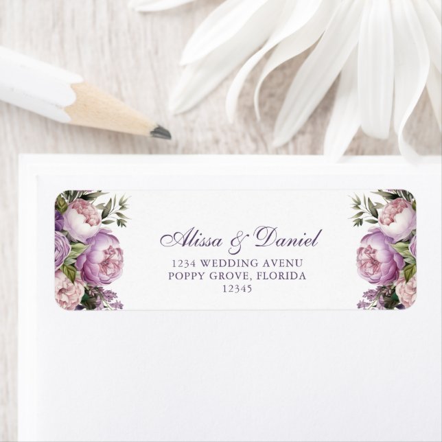 Boho Lilac Peonies Return Address (Insitu)