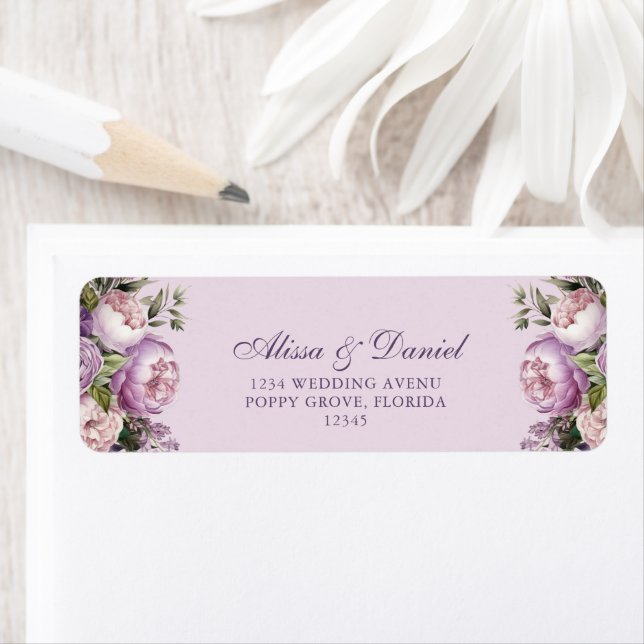 Boho Lilac Peonies Return Address (Insitu)