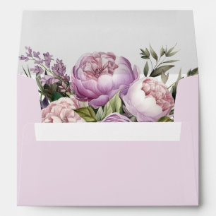 Boho Lilac Peonies Wedding Envelope