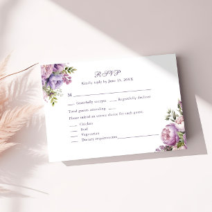 Boho Lilac Peonies & Wildflowers Wedding RSVP Card