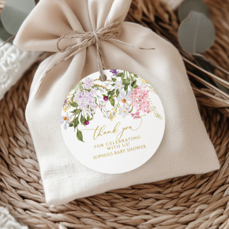 Boho Lilac Wildflowers Baby Shower Favour Tags