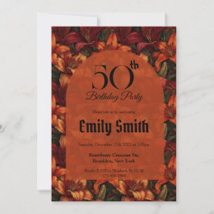 Boho Lilies Luxury Milestone Birthday Invitation
