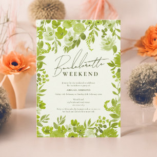 Boho lime green hand painted bachelorette weekend invitation