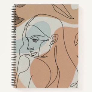 Boho line art woman notebook