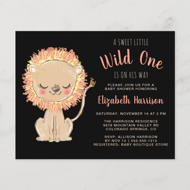 Boho Lion Baby Boy Budget Shower Invitation (Front)