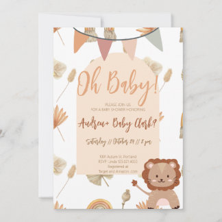 Boho Lion Baby Shower Invitation