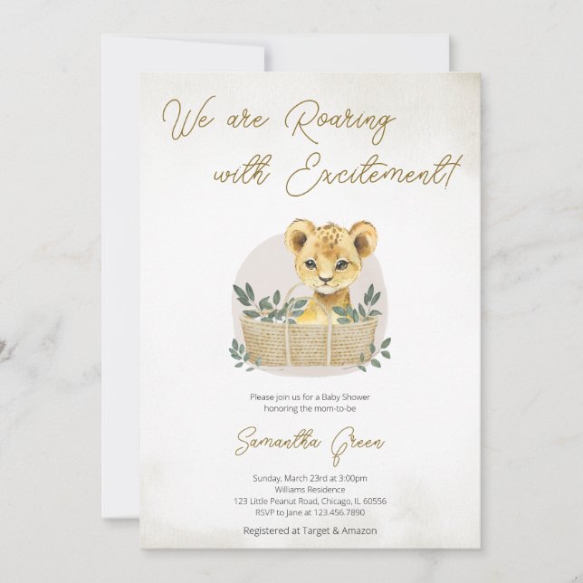 Boho Lion Cub Baby Shower Invitation (Front)